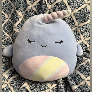 Squishmallow Naomi Plush Narwhal Pillow - Blue and Pastel Sz Large New with Tags